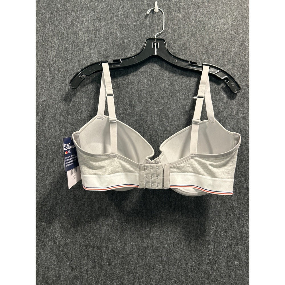 Fruit of the Loom Demi Push-Up Bra Womens L+ Grey New Heathered Cotton Underwire - Picture 2 of 5
